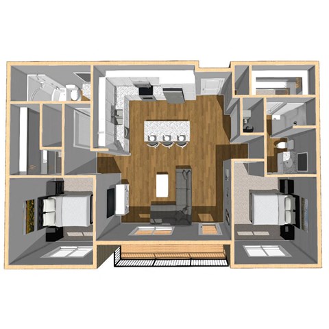 Floor plan for 2 beds, 2 baths, 1148 sqft